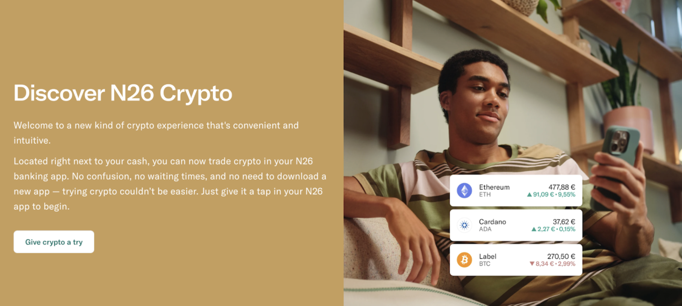 This image shows the welcome page of number 26 crypto bank.