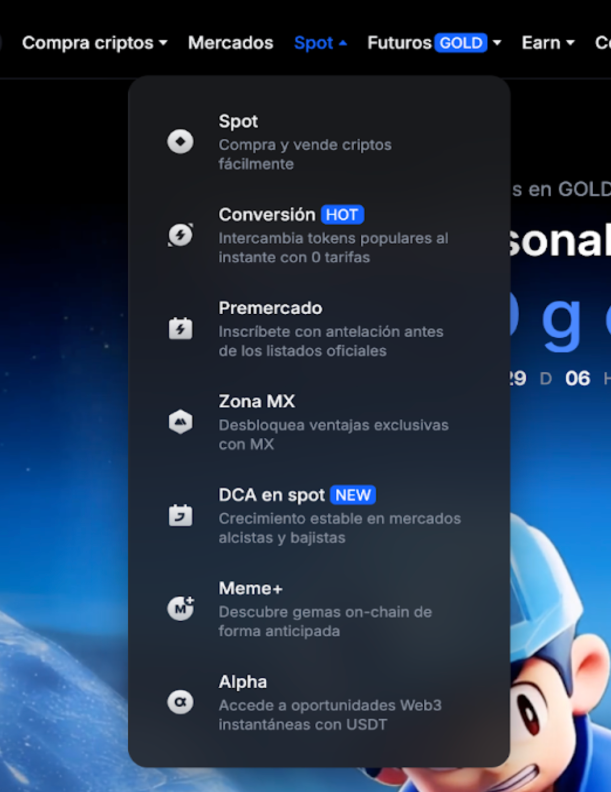 Spot de MEXC.