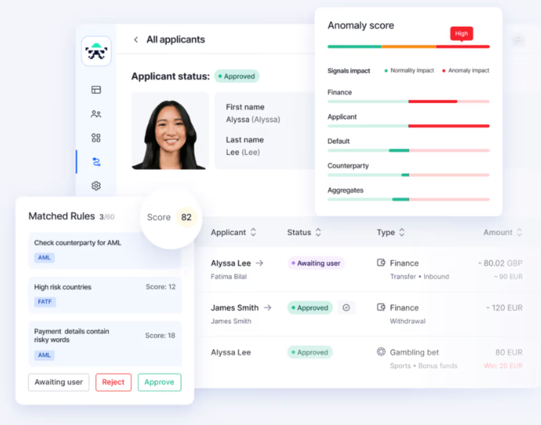 SumSub: AML transaction monitoring.